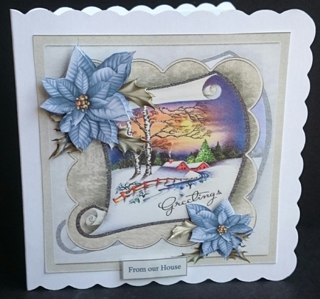 Smoke from the chimney 7x7 card with decoupage by Sue Soules