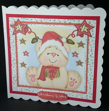 Christmas Bear with his Present  by Sue Soules