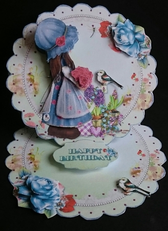 Cute Little Flower Girl Lydia Scalloped Round Easel Card Mini Kit by Sue Soules