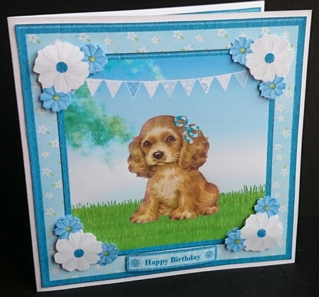 Cute puppy card topper & decoupage by Sue Soules