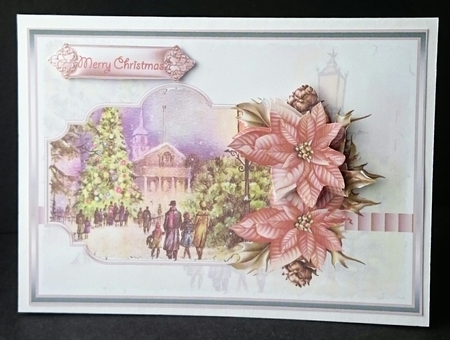 Christmas celebrations A5 card with decoupage by Sue Soules