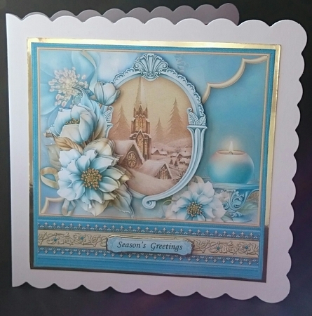 CHRISTMAS FROSTED FLORALS & CHURCH 8x8 Decoupage Mini Kit by Sue Soules