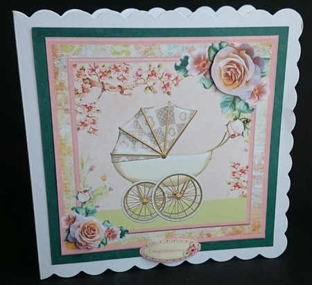 New Baby Girl Card Topper & Decoupage by Sue Soules