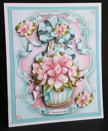 Vintage Basket with Pink Cherry Blossom Mini Kit by Sue Soules