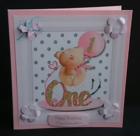 Babys 1st Birthdy Bear Pink by Sue Soules