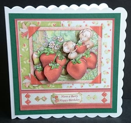 STRAWBERRY MICE 8x8 Decoupage Mini Kit Various Occasions by Sue Soules