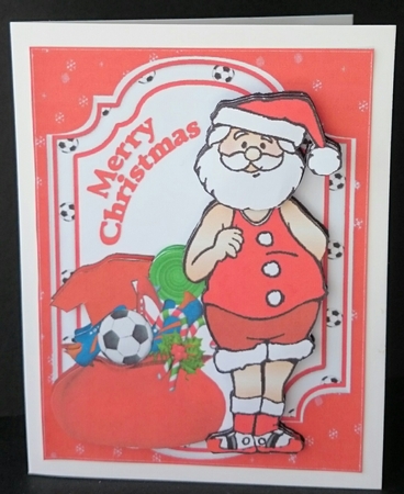 Football crazy Santa by Sue Soules
