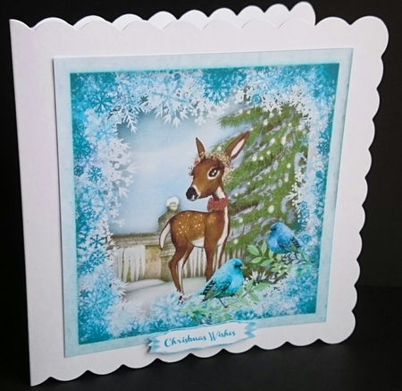 Cute Blue Birds and Christmas Reindeer  by Sue Soules