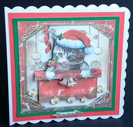 Festive Christmas Box With Pussy Cat Mini Kit by Sue Soules
