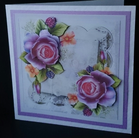 English Rose 7x7 card with decoupage by Sue Soules