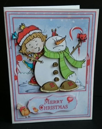 Snowman Fun Card Front & Decoupage by Sue Soules
