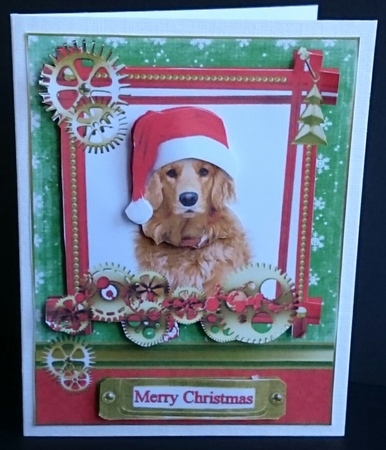 Red setter steampunk Christmas by Sue Soules