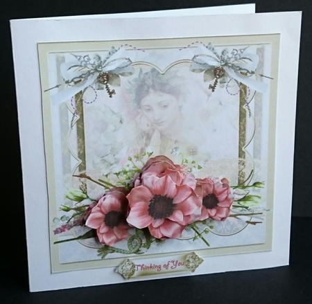 Memories of you 7x7 card with decoupage by Sue Soules