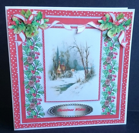 Christmas Scene with Holly and Berrys  by Sue Soules