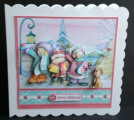 CHRISTMAS CAROL SINGING KIDS 8x8 Decoupage & Insert Mini Kit by Sue Soules