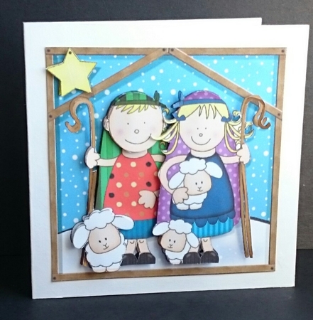 The Christmas Story As Shepherds Watched Their Flocks quick card and 3D decoupage by Sue Soules