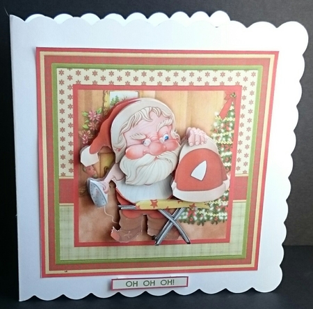 OH OH OH SANTA IRONING Christmas 8x8 Decoupage & Insert Mini Kit by Sue Soules