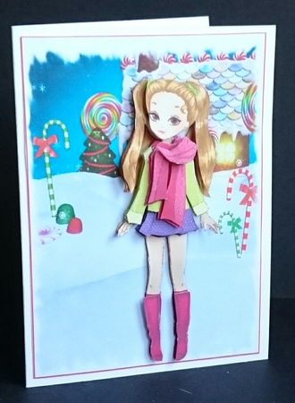 Christmas Girls! Candy Canes and Gingerbread Card Front and Decoupage by Sue Soules