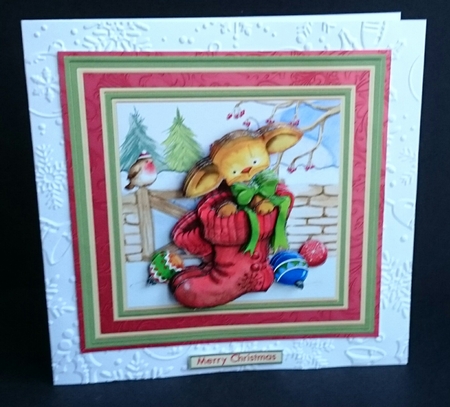 CHRISTMAS PUSS IN BOOTS 8x8 Decoupage & Insert Mini Kit by Sue Soules
