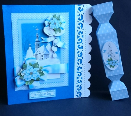 Snowy Christmas church with wrap around bow mini kit by Sue Soules