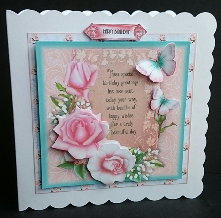 The Pink Rose Birthday Verse Card Front Kit  by Sue Soules