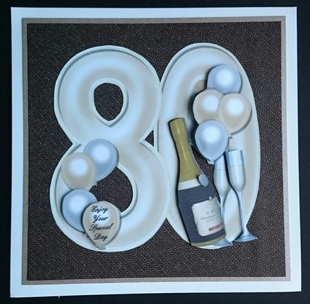80th Birthday Large Shaped Card Front Female by Sue Soules