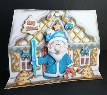 Night Christmas House With Santa Claus for Kids Card by Sue Soules