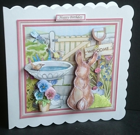 COTTAGE GARDEN VISITOR 8x8 Decoupage & Insert Mini Kit by Sue Soules