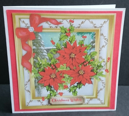 Christmas Poinsettias on a Gold lattice frame   by Sue Soules