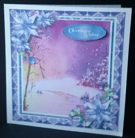 Beautiful, Misted lake with lilac Poinsettias by Sue Soules
