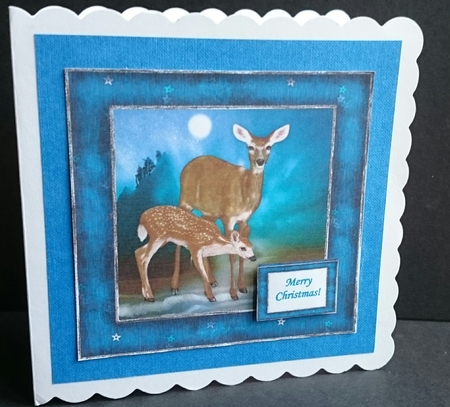 Deer Friends At Christmas - Square Card Topper With Assorted Greetings by Sue Soules