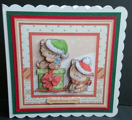 KITTYS CHRISTMAS SLEIGH 8x8 Decoupage & Insert Mini Kit by Sue Soules