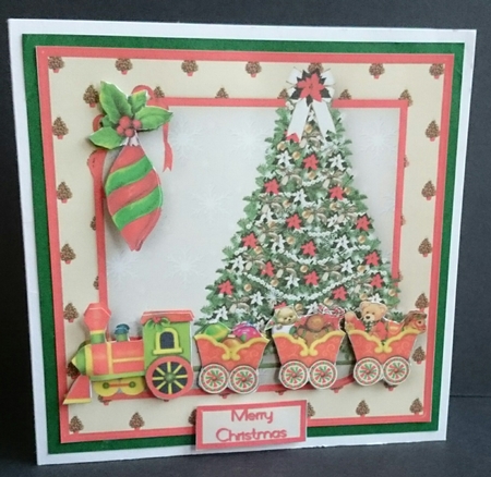 Christmas Train - Decoupage Card Front by Sue Soules