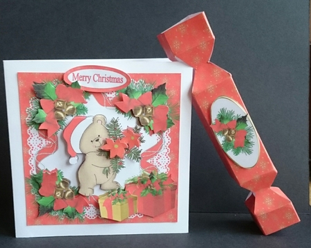 7x7 poinsettia bear mini kit by Sue Soules