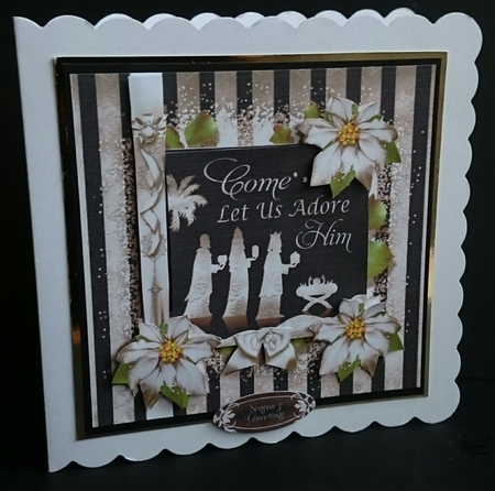 Silver Black Christmas Card With The Three Kings Mini Kit by Sue Soules
