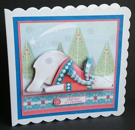 CHILLED POLAR BEAR 8x8 Christmas Decoupage & Insert Mini Kit by Sue Soules