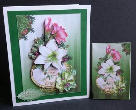 Vintage holiday flowers with cute little kitty mini kit by Sue Soules
