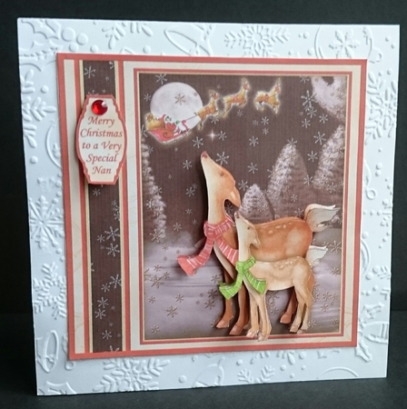 DEER ON CHRISTMAS EVE 7.8 Decoupage & Insert Mini Kit by Sue Soules