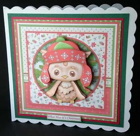 WHOO HOO ITS CHRISTMAS 8x8 Owl Decoupage & Insert Mini Kit by Sue Soules