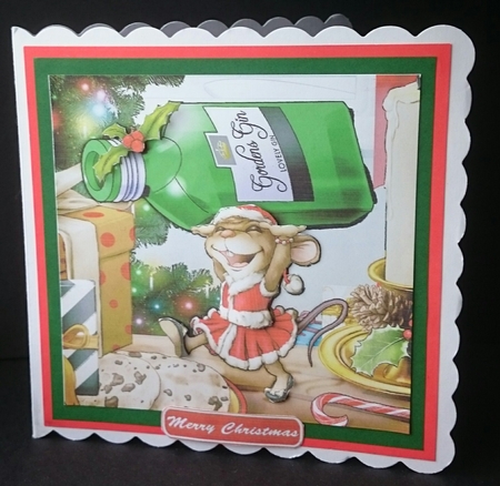 Mrs Christmas Gin Mouse 8x8 by Sue Soules