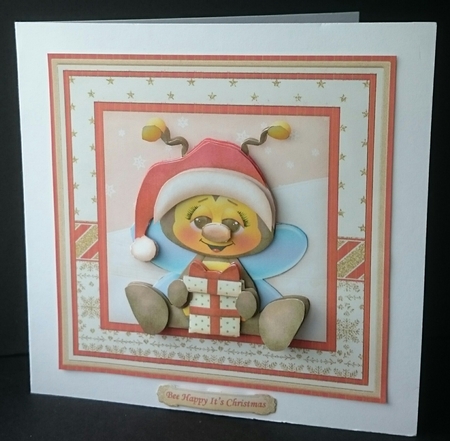 BEE HAPPY ITS CHRISTMAS 8x8 Decoupage & Insert Mini Kit by Sue Soules