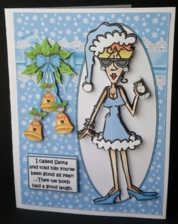 Rita has a laugh with Santa  by Sue Soules