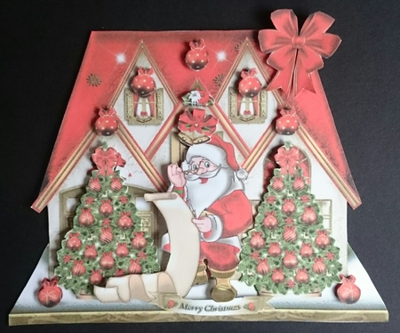 Christmas House with Santa Claus Holding A Wish List by Sue Soules
