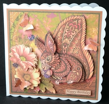 NUTS ABOUT YOU Squirrel & Florals 7.5 Decoupage & Insert Mini Kit by Sue Soules