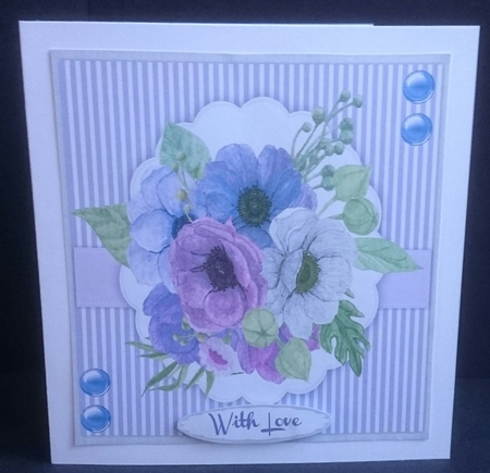 Stunning Anemones in a scalloped mat  by Sue Soules
