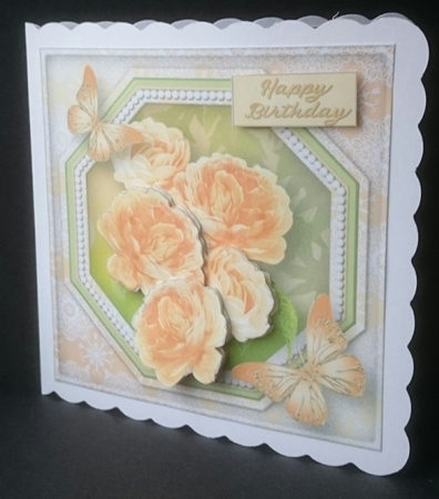 Yellow Roses - Octagon Frame Card Front by Sue Soules