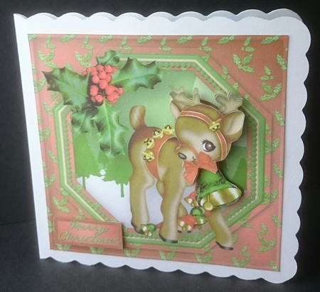 Baby Reindeer - Octagon Frame Card Front by Sue Soules