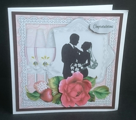 Wedding Silhouette With Red Roses & Strawberries 8x8 by Sue Soules