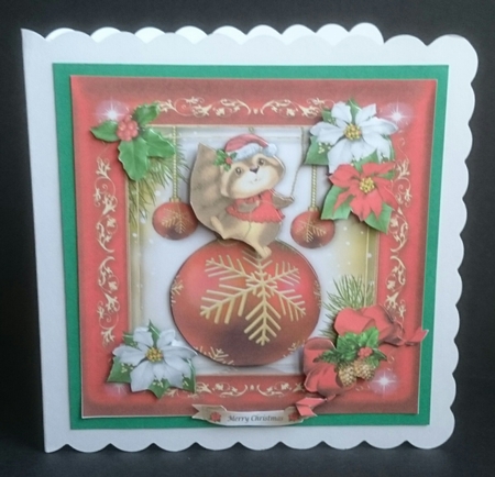 Cute Christmas Winter Squirrel on Bauble Mini Kit by Sue Soules