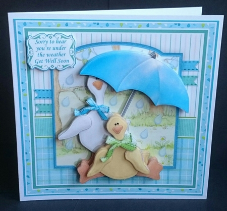 DUCKS UNDER THE WEATHER Get Well Birthday or Supportive 7.5 Decoupage Mini Kit by Sue Soules